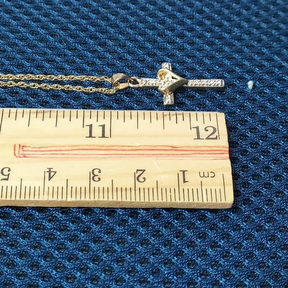 GF 22" necklace with Silver .925  & gold cross with heart - Picture 7 of 7